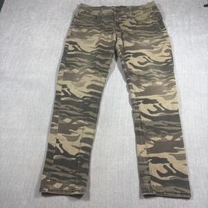 Royal Blue Mens Distressed Camouflage Jeans Skinny Fit 36x32 Green Camo